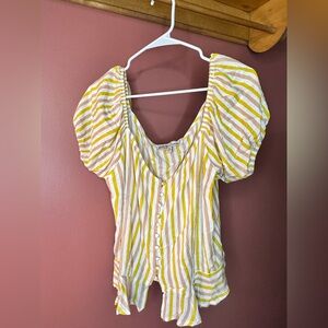 Off shoulder striped crop top from the Buckle